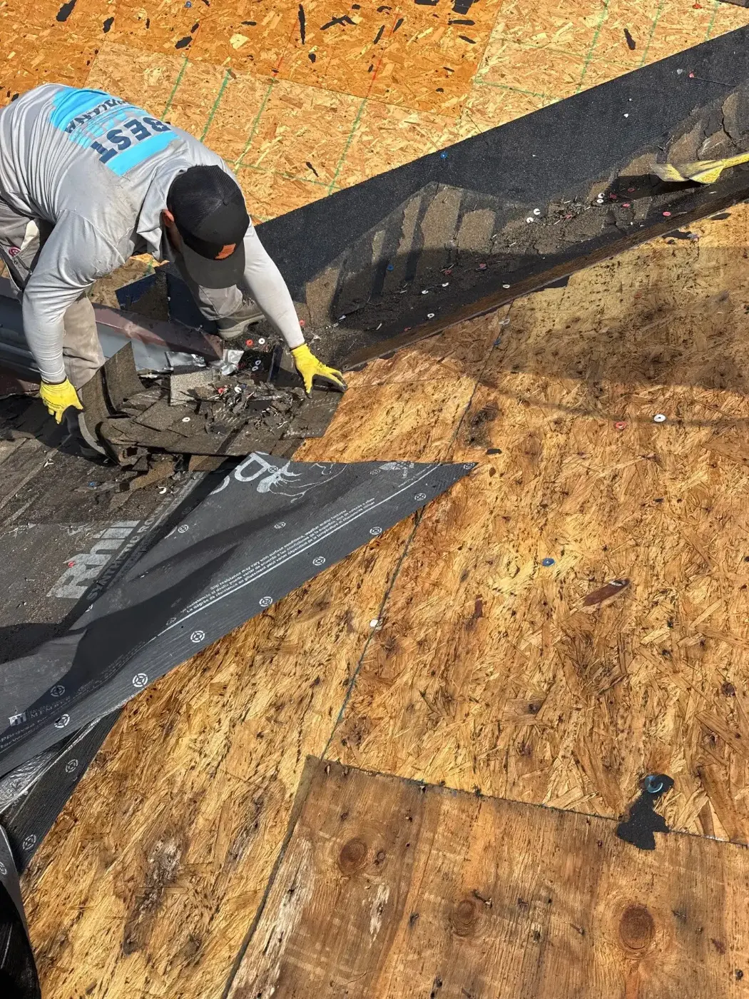 Tarping and dry-in on a Berne commercial roof